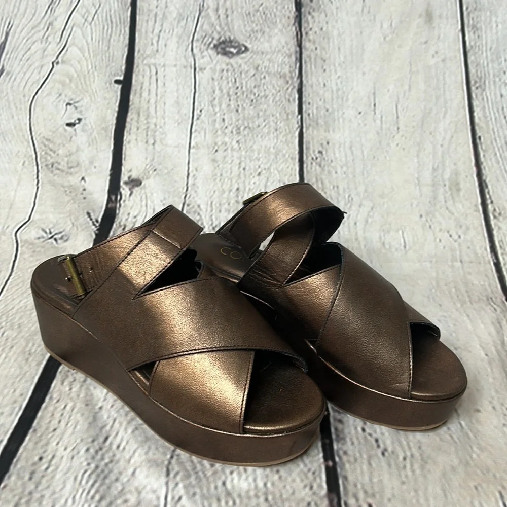Coconuts by Matisse Metallic Bronze Brown Criss Cross Platform Sandal Size 6